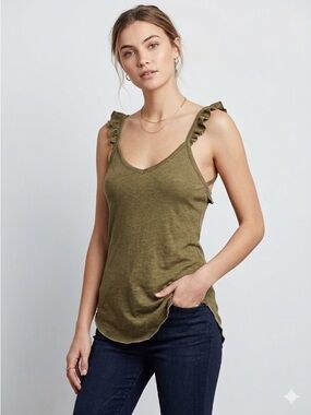 Chaser Olive Ruffle-Strap Tank Top